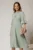 Rochie DY Fashion midi verde fistic cu maneci evazate si funde pe bust