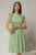 Rochie DY Fashion midi verde fistic din poplin in clos cu volane la umeri