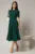 Rochie DY Fashion midi verde inchis in clos din triplu voal cu nasturi la bust si curea in talie