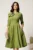 Rochie DY Fashion midi verde olive din stofa in clos cu floare maxi la bust