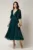 Rochie DY Fashion midi verde pin din voal in clos cu tull la decolteu si crapatura pe picior