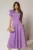 Rochie DY Fashion mov clos cu trandafir la umar si cordon detasabil