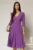 Rochie DY Fashion mov cu decolteu adanc si fusta plisata