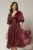 Rochie DY Fashion mov pruna cu decolteu adanc si nasturi din voal peliculizat