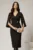 Rochie DY Fashion neagra conica cu maneci crapate si brosa detasabila