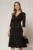 Rochie DY Fashion neagra cu decolteu cu guler ascutit si fusta plisata
