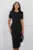 Rochie DY Fashion neagra cu guler ascutit si curea in talie