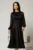 Rochie DY Fashion neagra din voal cu perle la guler si maneci