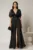 Rochie DY Fashion neagra lunga de seara cu decolteu adanc si funde ample