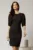Rochie DY Fashion neagra midi cu decupaj la spate si inchidere cu nasturi perla