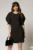 Rochie DY Fashion neagra scurta croi cambrat cu maneci cu design atipic