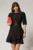 Rochie DY Fashion neagra scurta cu volanase pe fusta si cordon detasabil