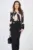 Rochie DY Fashion office cu bust din voal satinat cu print bej si fusta neagra
