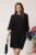 Rochie DY Fashion office din stofa neagra cu maneci bufante si cordon in talie