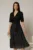 Rochie DY Fashion office din stofa si voal neagra cu buline pe fusta