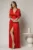 Rochie DY Fashion rosie lunga de seara cu decolteu adanc si funde ample