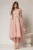 Rochie DY Fashion roz asimetrica cu maneci lalea si aplicatie pe talie