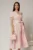 Rochie DY Fashion roz cu buline cu decolteu petrecut si cordon in talie