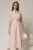 Rochie DY Fashion roz cu buline cu decolteu si maneci petrecute