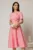 Rochie DY Fashion roz cu funde pe bust si maneci scurte
