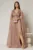 Rochie DY Fashion roz de ocazie din voal peliculizat cu aplicatii pe umeri