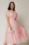 Rochie DY Fashion roz din voal creponat si insertii de dantela la bust