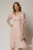 Rochie DY Fashion roz in clini cu guler ascutit si maneci scurte bufante