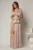 Rochie DY Fashion roz lunga de seara cu decolteu adanc si funde ample