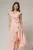 Rochie DY Fashion roz midi cu volanas pe fusta si detaliu amplu foral