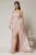 Rochie DY Fashion roz pe un umar cu detaliu floral amplu din voal peliculizat