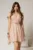 Rochie DY Fashion roz scurta cu broderii florale si decolteu petrecut