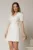 Rochie DY Fashion scurta alba cu perle in talie si maneci scurte