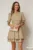 Rochie DY Fashion scurta bej clos cu dantela la maneci si fusta