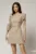 Rochie DY Fashion scurta bej cu buline si maneci tip lalea