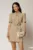 Rochie DY Fashion scurta bej cu nasturi decorativi pe bust si maneca scurta