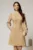 Rochie DY Fashion scurta bej cu nasturi pe bust si fusta tip A