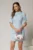 Rochie DY Fashion scurta bleu cu guler dublu si detaliu inima