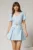 Rochie DY Fashion scurta bleu cu pliuri si decolteu in V