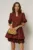 Rochie DY Fashion scurta caramizie clos cu dantela la maneci si fusta