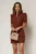 Rochie DY Fashion scurta caramizie cu nasturi decorativi pe bust si maneca scurta