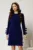 Rochie DY Fashion scurta din catifea fixa bleumarin cu funde pe maneci
