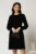 Rochie DY Fashion scurta din catifea fixa neagra cu funde pe maneci