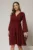 Rochie DY Fashion scurta din voal bordo cu decolteu petrecut si cordon in talie