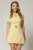 Rochie DY Fashion scurta galbena cu maneca scurta si curea in talie