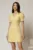Rochie DY Fashion scurta galbena cu perle in talie si maneci scurte