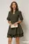 Rochie DY Fashion scurta kaki clos cu dantela la maneci si fusta