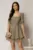 Rochie DY Fashion scurta kaki cu dantela la fusta si maneci