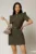 Rochie DY Fashion scurta kaki cu nasturi decorativi pe bust si maneca scurta