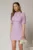 Rochie DY Fashion scurta lila cu guler dublu si detaliu inima