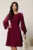 Rochie DY Fashion scurta magenta din stofa in clini cu maneci din tull cu buline